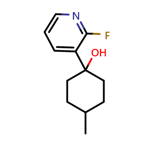 Chemical structure of 1-(2-fluoropyridin-3-yl)-4-methylcyclohexanol , CAS 2969248-49-3, AChemBlock AD292716