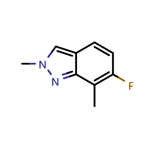 Chemical structure of 6-fluoro-2,7-dimethyl-2H-indazole , CAS 1511125-99-7, AChemBlock AD292717