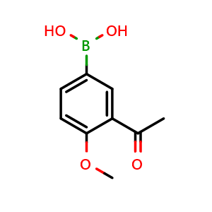 Chemical structure of 3-Acetyl-4-methoxyphenylboronic acid , CAS 1034138-95-8, AChemBlock AD292720