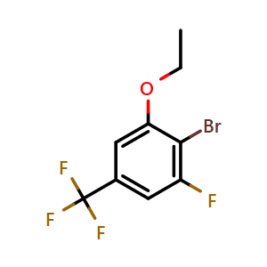 Chemical structure of 2-bromo-1-ethoxy-3-fluoro-5-(trifluoromethyl)benzene , CAS 2386573-91-5, AChemBlock AD292726