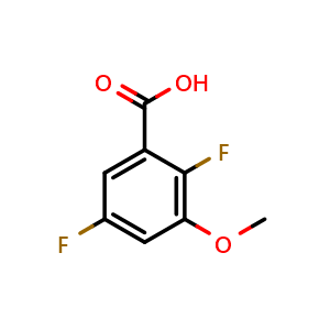 Chemical structure of 2,5-difluoro-3-methoxybenzoic acid , CAS 1781915-09-0, AChemBlock AD292731
