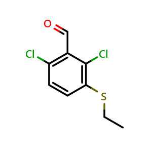 Chemical structure of 2,6-dichloro-3-(ethylthio)benzaldehyde , CAS 2921834-43-5, AChemBlock AD292732