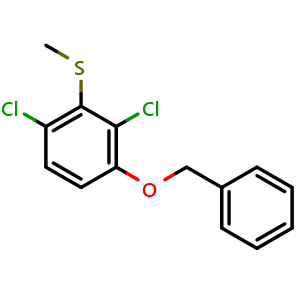 Chemical structure of (3-(benzyloxy)-2,6-dichlorophenyl)(methyl)sulfane , CAS 1936630-49-7, AChemBlock AD292734