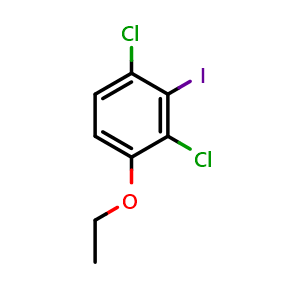 Chemical structure of 1,3-dichloro-4-ethoxy-2-iodobenzene , CAS 2384384-28-3, AChemBlock AD292738
