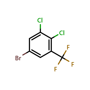 Chemical structure of 5-bromo-1,2-dichloro-3-(trifluoromethyl)benzene , CAS 392-89-2, AChemBlock AD292747