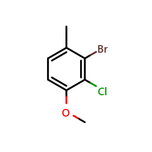 Chemical structure of 2-bromo-3-chloro-4-methoxy-1-methylbenzene , CAS 1785158-65-7, AChemBlock AD292751