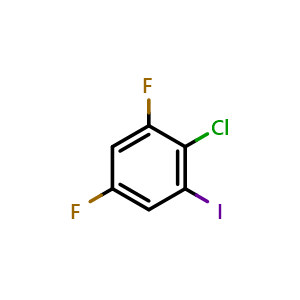 Chemical structure of 2-Chloro-1,5-difluoro-3-iodobenzene , CAS 933585-26-3, AChemBlock AD292753