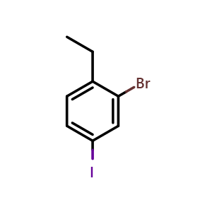 Chemical structure of 2-bromo-1-ethyl-4-iodobenzene , CAS 1369855-28-6, AChemBlock AD292757