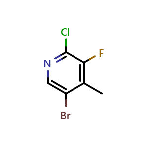 Chemical structure of 5-bromo-2-chloro-3-fluoro-4-methylpyridine , CAS 1824287-46-8, AChemBlock AD292760