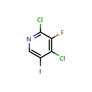 Chemical structure of 2,4-dichloro-3-fluoro-5-iodopyridine , CAS 2969438-93-3, AChemBlock AD292762
