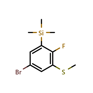 Chemical structure of (5-bromo-2-fluoro-3-(methylthio)phenyl)trimethylsilane , CAS 2921907-41-5, AChemBlock AD292770