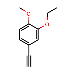 Chemical structure of 2-ethoxy-4-ethynyl-1-methoxybenzene , CAS 881919-82-0, AChemBlock AD292777