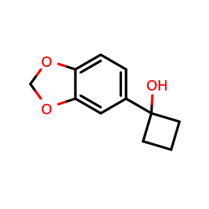Chemical structure of 1-(benzo[d][1,3]dioxol-5-yl)cyclobutanol , CAS 1521393-09-8, AChemBlock AD292778