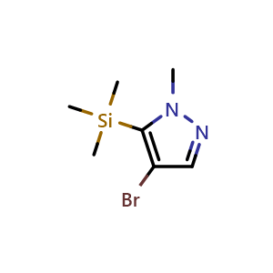 Chemical structure of 4-bromo-1-methyl-5-(trimethylsilyl)-1H-pyrazole , CAS 92525-07-0, AChemBlock AD292782