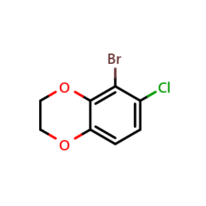 Chemical structure of 5-bromo-6-chloro-2,3-dihydrobenzo[b][1,4]dioxine , CAS 1782327-68-7, AChemBlock AD292783