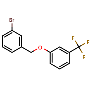 Chemical structure of 1-bromo-3-((3-(trifluoromethyl)phenoxy)methyl)benzene , CAS 1459833-43-2, AChemBlock AD292790
