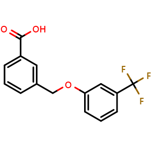 Chemical structure of 3-((3-(trifluoromethyl)phenoxy)methyl)benzoic acid , CAS 30082-44-1, AChemBlock AD292791