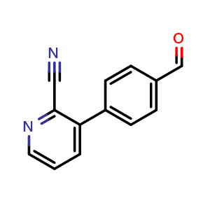 Chemical structure of 3-(4-formylphenyl)picolinonitrile , CAS 1334500-10-5, AChemBlock AD292793