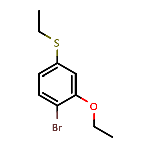 Chemical structure of (4-bromo-3-ethoxyphenyl)(ethyl)sulfane , CAS 1403329-88-3, AChemBlock AD292796