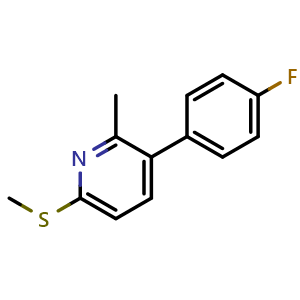 Chemical structure of 3-(4-fluorophenyl)-2-methyl-6-(methylthio)pyridine , CAS 2969482-21-9, AChemBlock AD292799