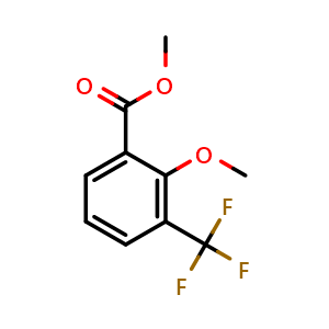 Chemical structure of Methyl 2-methoxy-3-(trifluoromethyl)benzoate , CAS 937068-56-9, AChemBlock AD292802