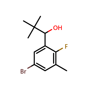 Chemical structure of 1-(5-bromo-2-fluoro-3-methylphenyl)-2,2-dimethylpropan-1-ol , CAS 2921745-70-0, AChemBlock AD292806