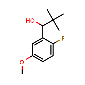 Chemical structure of 1-(2-fluoro-5-methoxyphenyl)-2,2-dimethylpropan-1-ol , CAS 2921729-04-4, AChemBlock AD292810
