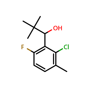Chemical structure of 1-(2-chloro-6-fluoro-3-methylphenyl)-2,2-dimethylpropan-1-ol , CAS 2921756-60-5, AChemBlock AD292813