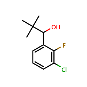 Chemical structure of 1-(3-chloro-2-fluorophenyl)-2,2-dimethylpropan-1-ol , CAS 1339815-05-2, AChemBlock AD292825