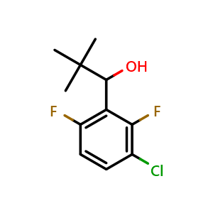 Chemical structure of 1-(3-chloro-2,6-difluorophenyl)-2,2-dimethylpropan-1-ol , CAS 2921854-32-0, AChemBlock AD292826