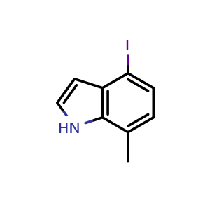 Chemical structure of 4-iodo-7-methyl-1H-indole , CAS 1082041-36-8, AChemBlock AD292829