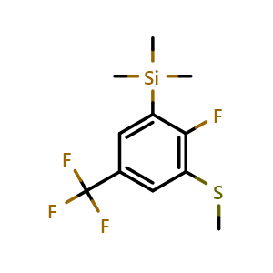 Chemical structure of (2-fluoro-3-(methylthio)-5-(trifluoromethyl)phenyl)trimethylsilane , CAS 3002486-44-1, AChemBlock AD292838