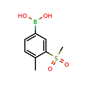 Chemical structure of 4-Methyl-3-(methylsulfonyl)phenylboronic acid , CAS 1020743-84-3, AChemBlock AD292840