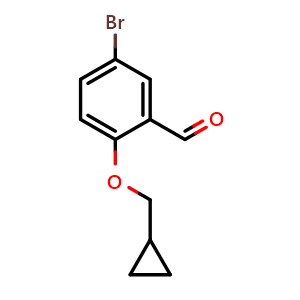 Chemical structure of 5-bromo-2-(cyclopropylmethoxy)benzaldehyde , CAS 1156170-18-1, AChemBlock AD292842