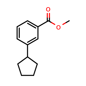 Chemical structure of methyl 3-cyclopentylbenzoate , CAS 1041642-15-2, AChemBlock AD292846