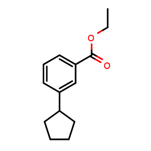 Chemical structure of ethyl 3-cyclopentylbenzoate , CAS 1027294-28-5, AChemBlock AD292847