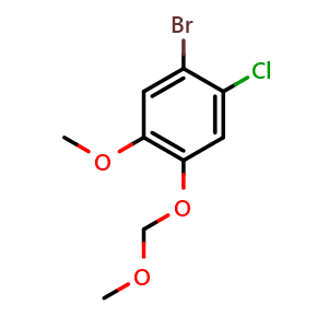 Chemical structure of 1-bromo-2-chloro-5-methoxy-4-(methoxymethoxy)benzene , CAS 2969447-42-3, AChemBlock AD292849