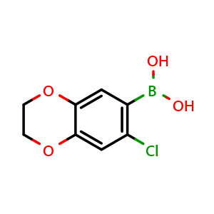 Chemical structure of (7-chloro-2,3-dihydrobenzo[b][1,4]dioxin-6-yl)boronic acid , CAS 2770006-07-8, AChemBlock AD292851
