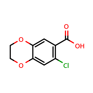 Chemical structure of 7-chloro-2,3-dihydrobenzo[b][1,4]dioxine-6-carboxylic acid , CAS 915909-08-9, AChemBlock AD292852