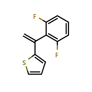 Chemical structure of 2-(1-(2,6-difluorophenyl)vinyl)thiophene , CAS 2921709-67-1, AChemBlock AD292857