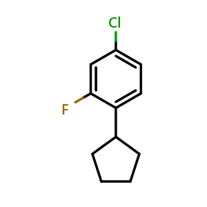 Chemical structure of 4-chloro-1-cyclopentyl-2-fluorobenzene , CAS 2104744-80-9, AChemBlock AD292858
