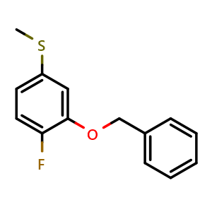 Chemical structure of (3-(benzyloxy)-4-fluorophenyl)(methyl)sulfane , CAS 2921756-23-0, AChemBlock AD292867