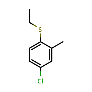 Chemical structure of (4-chloro-2-methylphenyl)(ethyl)sulfane , CAS 1314923-27-7, AChemBlock AD292874