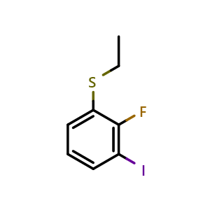 Chemical structure of ethyl(2-fluoro-3-iodophenyl)sulfane , CAS 1824585-49-0, AChemBlock AD292882