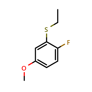 Chemical structure of ethyl(2-fluoro-5-methoxyphenyl)sulfane , CAS 1824659-23-5, AChemBlock AD292884