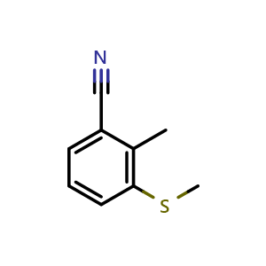 Chemical structure of 2-methyl-3-(methylthio)benzonitrile , CAS 1824141-53-8, AChemBlock AD292888