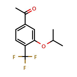 Chemical structure of 1-(3-isopropoxy-4-(trifluoromethyl)phenyl)ethanone , CAS 3002497-13-1, AChemBlock AD292889