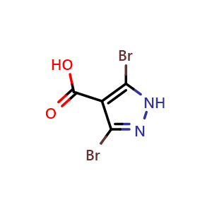 Chemical structure of 3,5-dibromo-1H-pyrazole-4-carboxylic acid , CAS 98026-81-4, AChemBlock AD292907