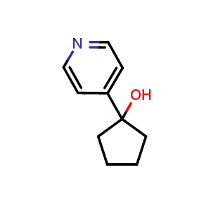 Chemical structure of 1-(pyridin-4-yl)cyclopentanol , CAS 2603-14-7, AChemBlock AD292909