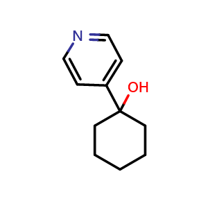 Chemical structure of 1-(pyridin-4-yl)cyclohexanol , CAS 81417-96-1, AChemBlock AD292910